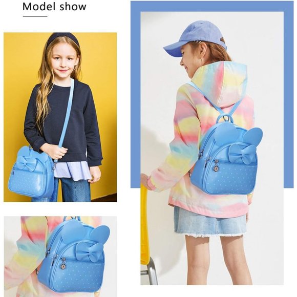 Bowknot Polka Dot Mini Backpack And Convertible Shoulder Bag Purse for Women - Picture 7 of 7